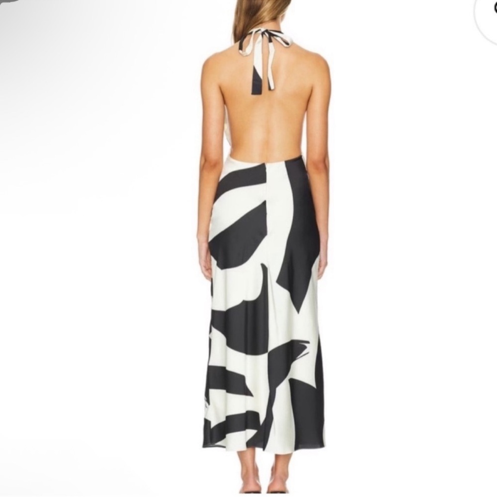 Nwt Bardot Black & Cream Halter Midi Dress - Picture 7 of 8